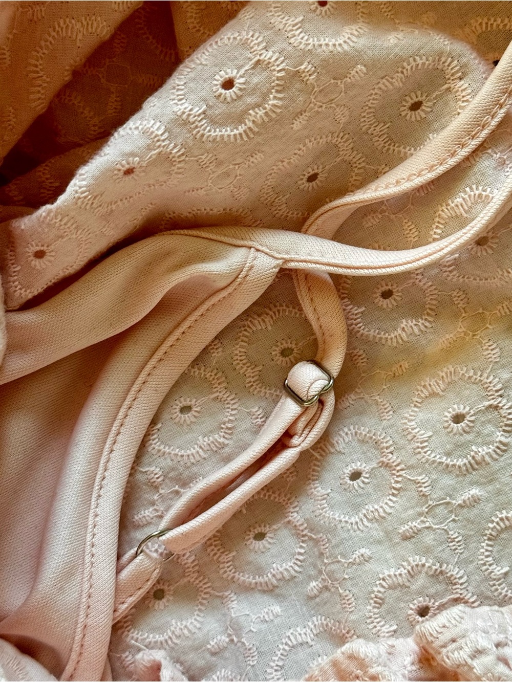Tommy Hilfiger Casual Eyelet Lace Babydoll Day Mini Dress, Seashell Pink – 12 - Picture 6 of 7